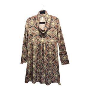 Geometric Design Boho Drop Waist Women's Dress Size XL